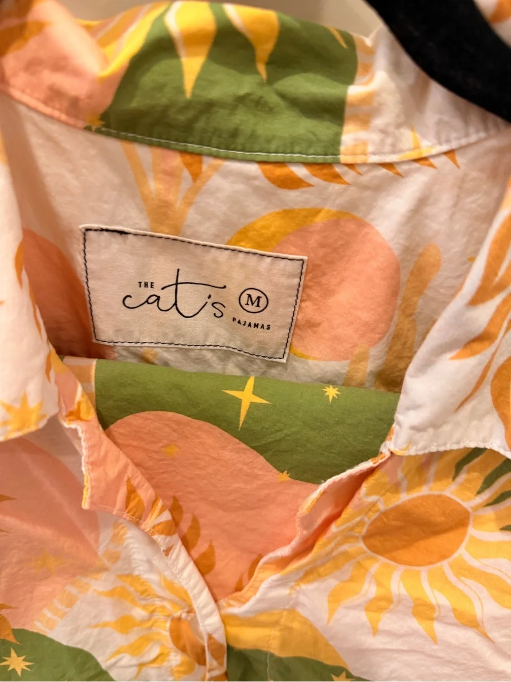 The Cat’s Pajamas Short Sleeve Floral Button Pajama Set in Peach & Green